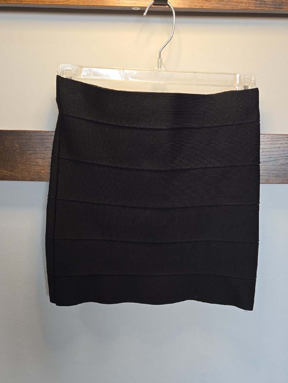 Sans Souci Black Ribbed Bandage Mini Skirt